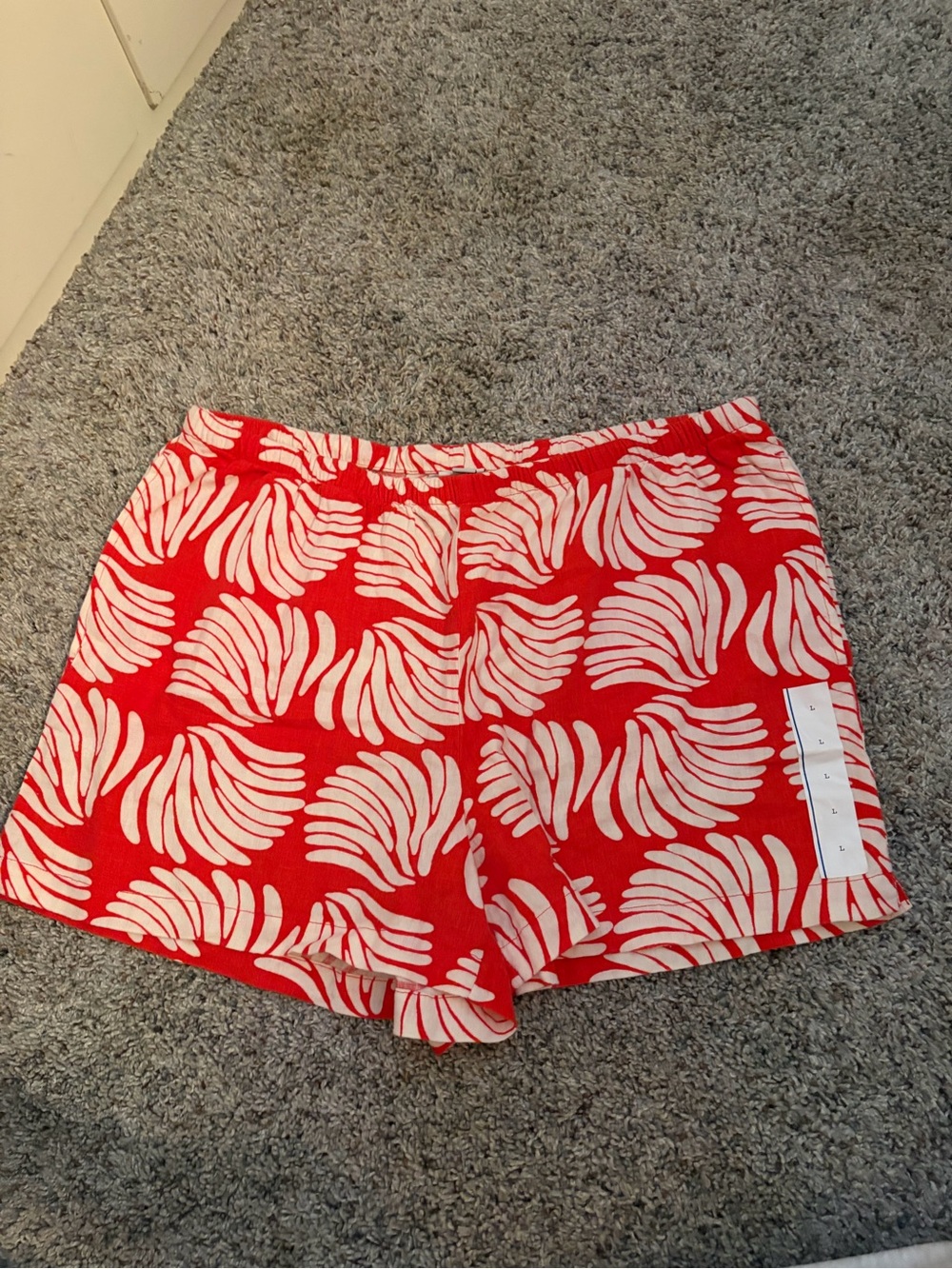 a new day Red and Cream Printed High-Waist Women’s Shorts